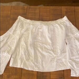 Express white off shoulder crop top